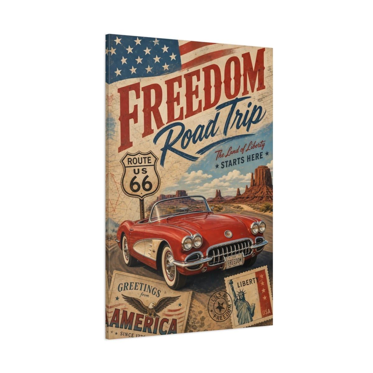 Impression sur toile voiture classique rouge grand format 3cm - 8