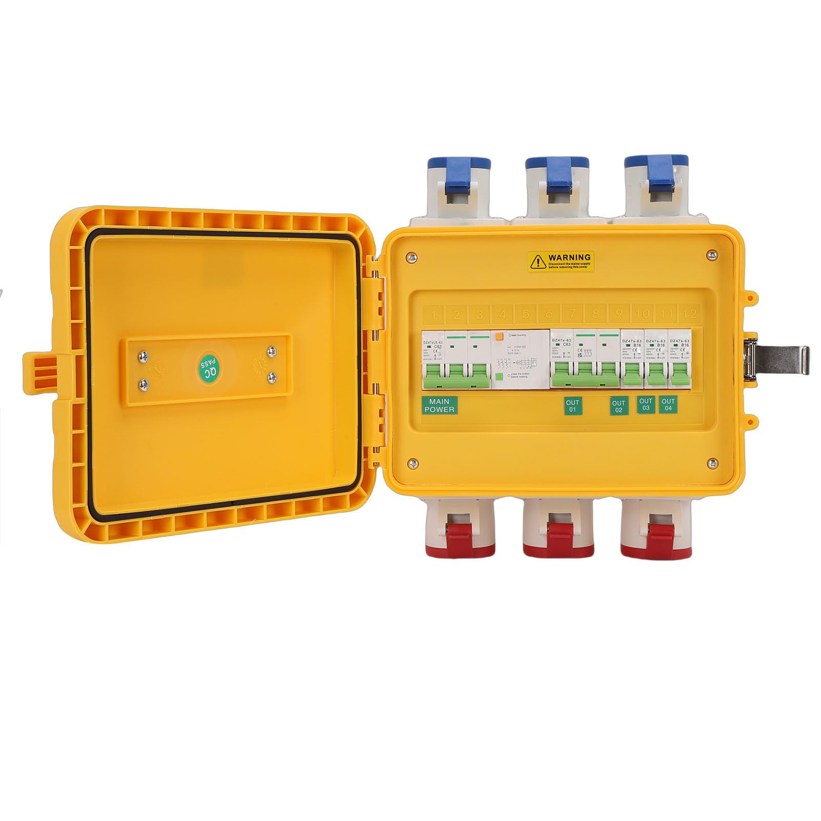 Scatola di Distribuzione Elettrica, 16A IP65 Impermeabile 3 Prese CEE 3P 3 CEE 4P Scatola di Distribuzione Elettrica di Esterna con Maniglia per il Trasporto per Casa da Cantiere