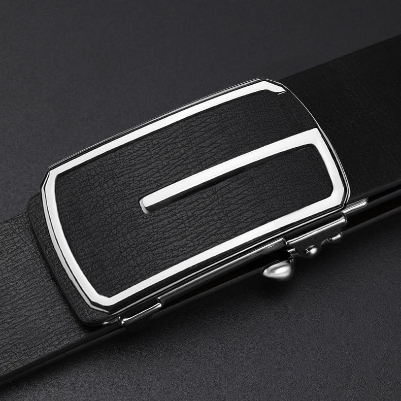 JSEIAJB Men's Leather Belt With Toothless Automatic Buckle Cowhide Belt3