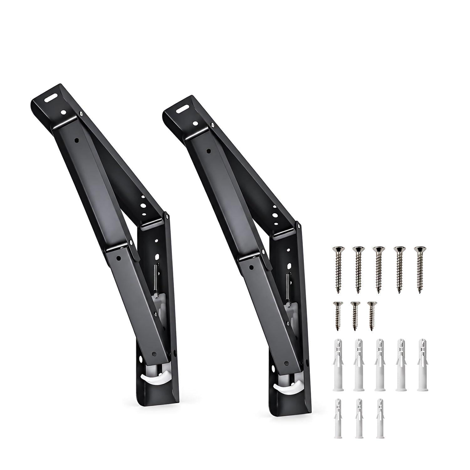 Volo Premium 500mm/ 20" Foldable Stainless Steel Racks, Shelf Bracket, l Bracket, Wall Brackets, wall Angle Bracket, Folding Table Bracket with Fittings for fold Down Steel Table (1 Set) — Amazon image 12