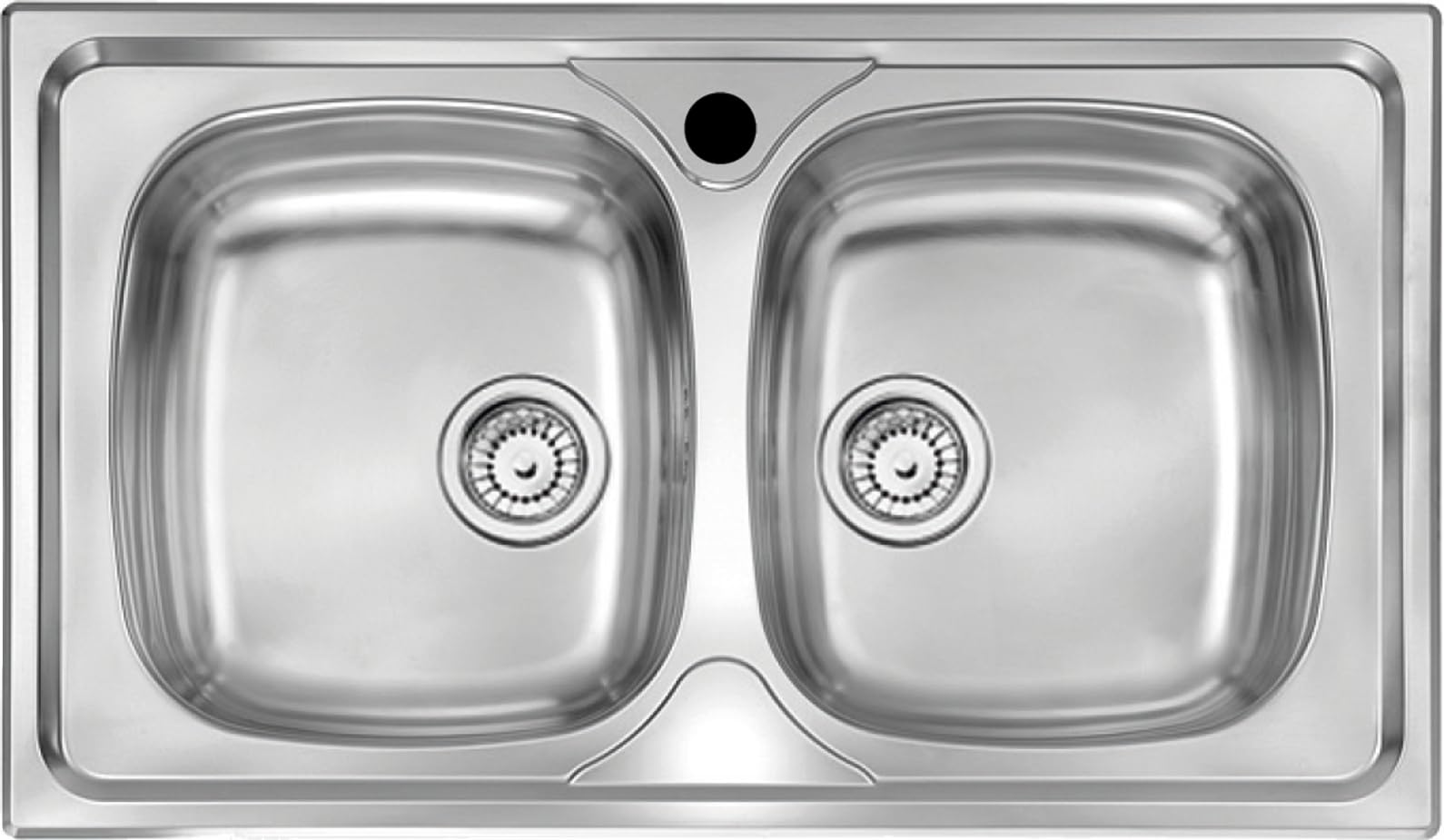 Lavello cucina Monica acciaio inox 86 x 50 cm 2 vasche stampate Made in Italy