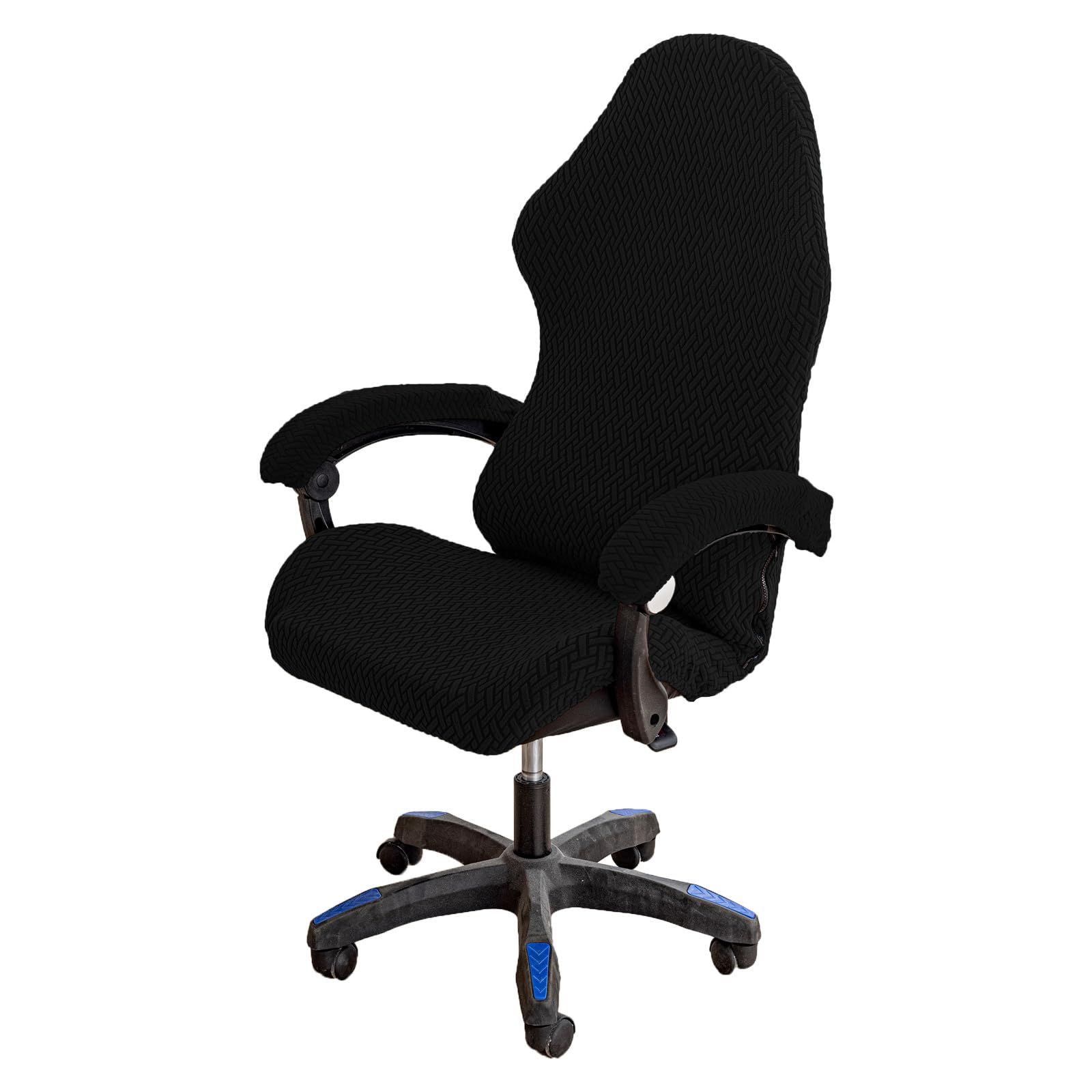 Housses de Chaise de Gaming,Housses de Chaise de Jeu Extensible 4 pièces,Housse de Chaise de Bureau avec Accoudoirs/Dossier de Chaise,Housse de Fauteuil Rotatif,Pas de Chaise-Black