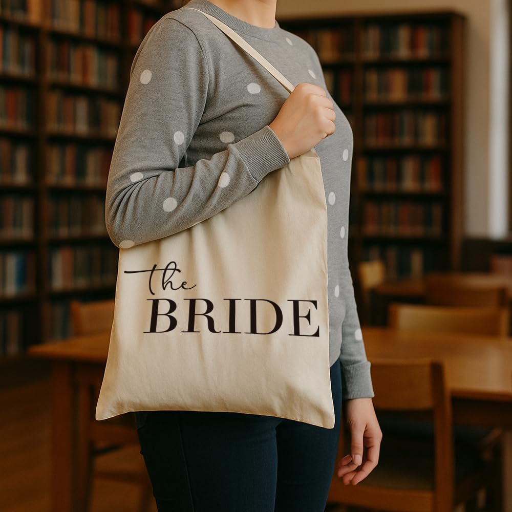 Condition photo showing New/Like New for the bride canvas tote bag for wedding day essential,bridal canvas bag aesthetic bride gift ,reusable wedding tote for bachelorette party honeymoon travel,bridal shower gift for her,friends,sister