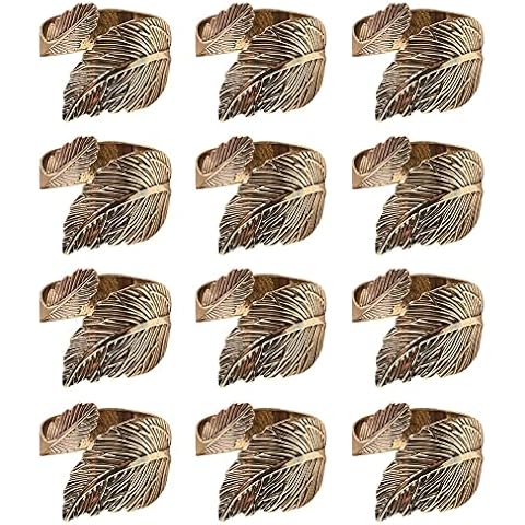 LICHENGTAI 12 Pcs Leaf Napkin Rings Cover