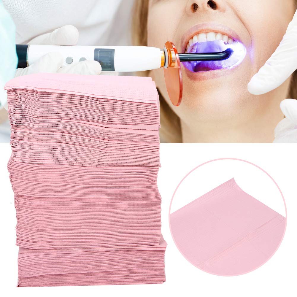 125 Stück Zahnarzt-Lätzchen, Rosa, Einweg-Zahntuch, Handtuch, wasserdicht, Patienten-Lätzchen, Tattoo-Schal, Zahnarzt, Mundhygiene, Patienten-Lätzchen für Zahnarzt, Klinik (rosa)