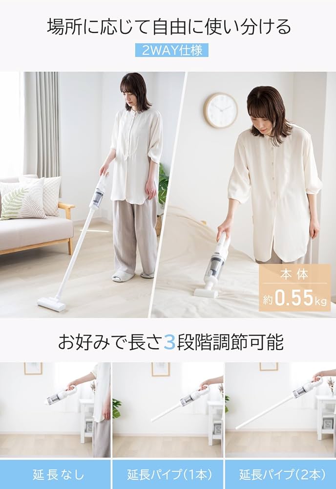 ⭐️掃除機 コードレス 12000pa強力吸引 延長パイプ 4種類ノズル⭐️ Amazon | SAITOU 掃除機 コードレス 軽量 【12000pa強力吸引