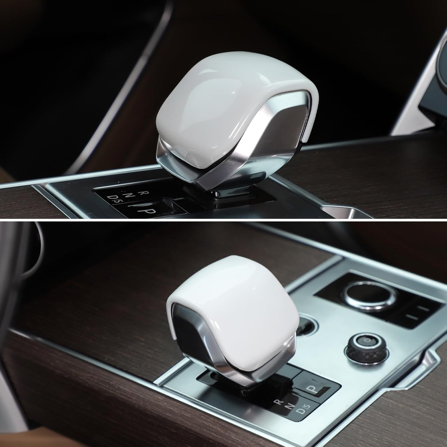 HAPPYHORSE Car Gear Shift Knob Head Cover Trim Compatible with Land Rover Range Rover Sport/Vogue，VELAR/Discovery 5 Gear Shift Knob Head Protective Cover Decoration (White)