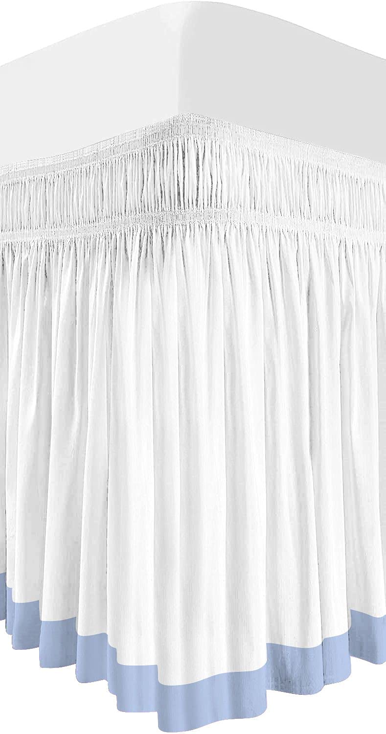 Tow Tone Wrap Around Dorm Room Bed Skirt with Three Side Coverage in Split Corner 1000 Thread Count