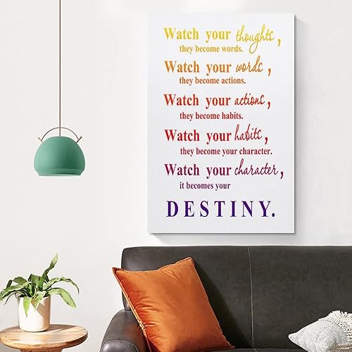 Miniatura 6 de Lienzo decorativo con texto en inglés Watch Your Thoughts They Become Words Destiny, inspirador para mujeres, con espíritu de equipo, póster