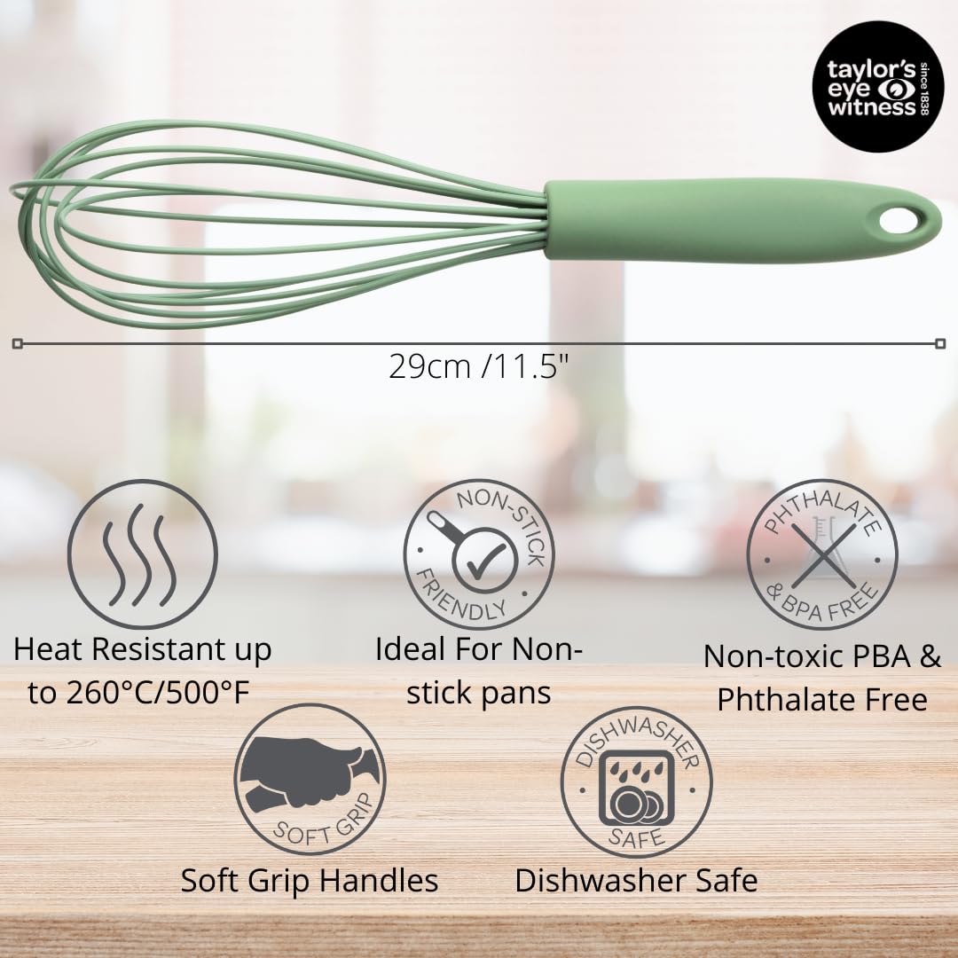Taylors Eye Witness Large Sage Silicone Whipping Whisk, Dishwasher Safe. Sturdy Build - Image 3