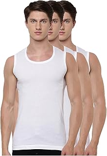 ramraj cotton Pack of 3 Men's White Scoop Neck Sleeveless Cotton Undershirt Vest (White;90)-picture-31