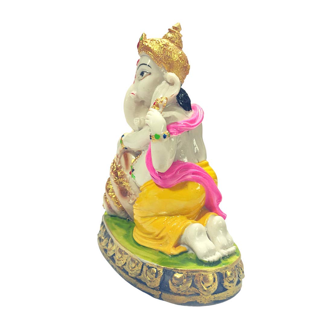 Craftghar Handicraft Polyresin Ganesha Idol with Shank Showpiece for Home and Office Decor, Yellow - Image 2 thumbnail