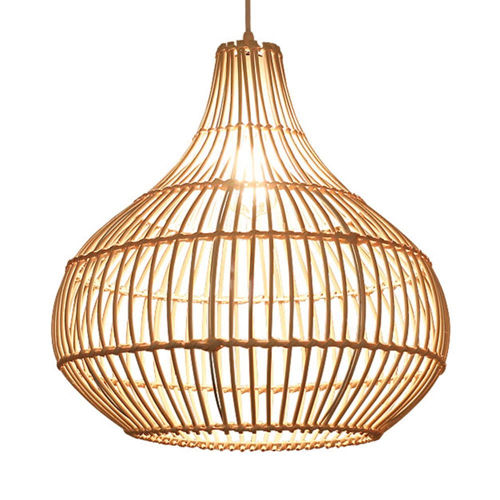 LYMSXAZOU Creative Rattan Chandelier Farmhouse Lantern Pendant Light Natural Woven Chandeliers Retro Industrial Hanging Lamp Wicker Shade Ceiling Fixture For Bar Cafe Living Room