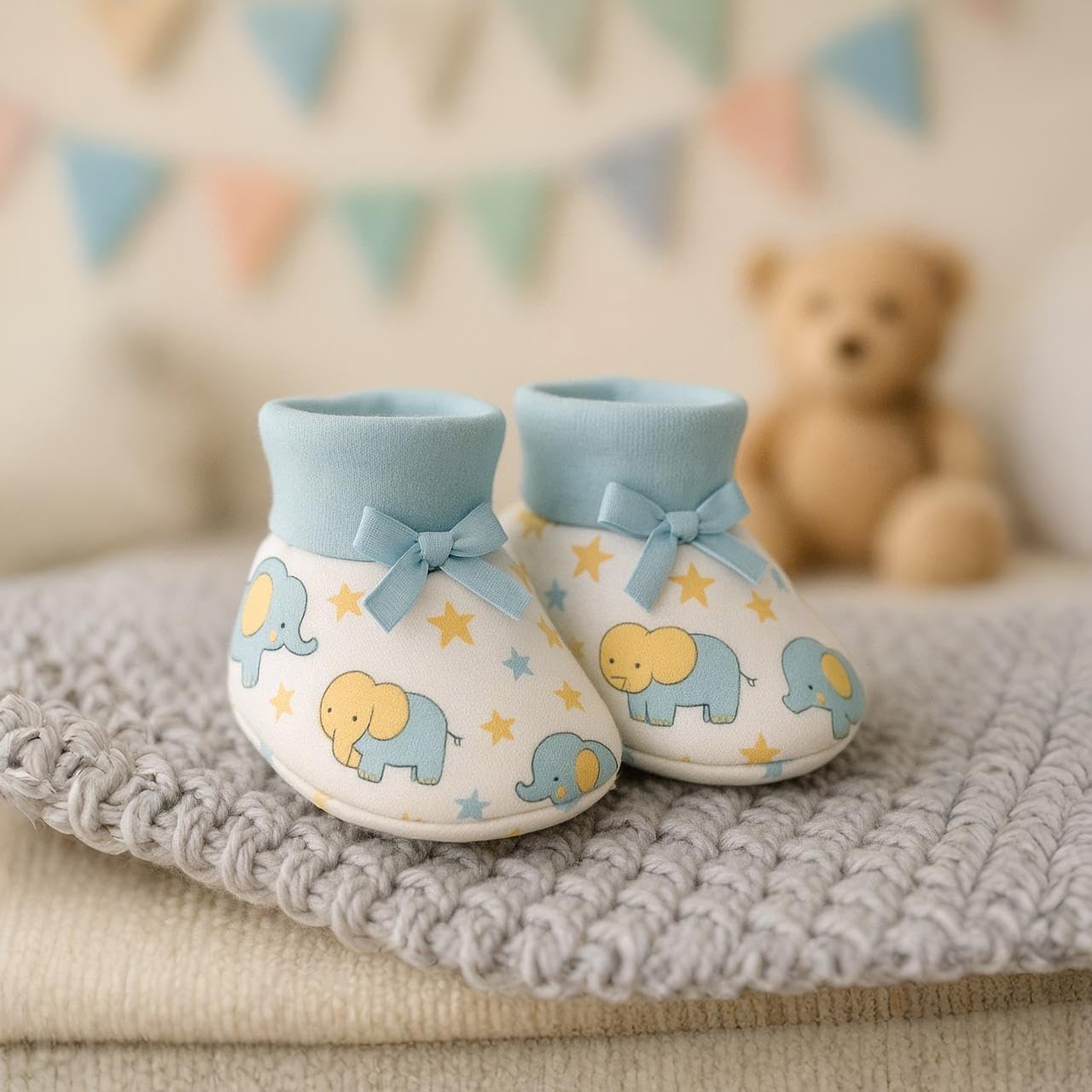 Adhigams Baby Booties Set | Soft Cotton Baby Booties with Comfortable Terry Base for Gentle Support, Cute & Durable Footwear Designed for Regular Use and Easy Comfort | Pack of 1 (0-3 Months) 1