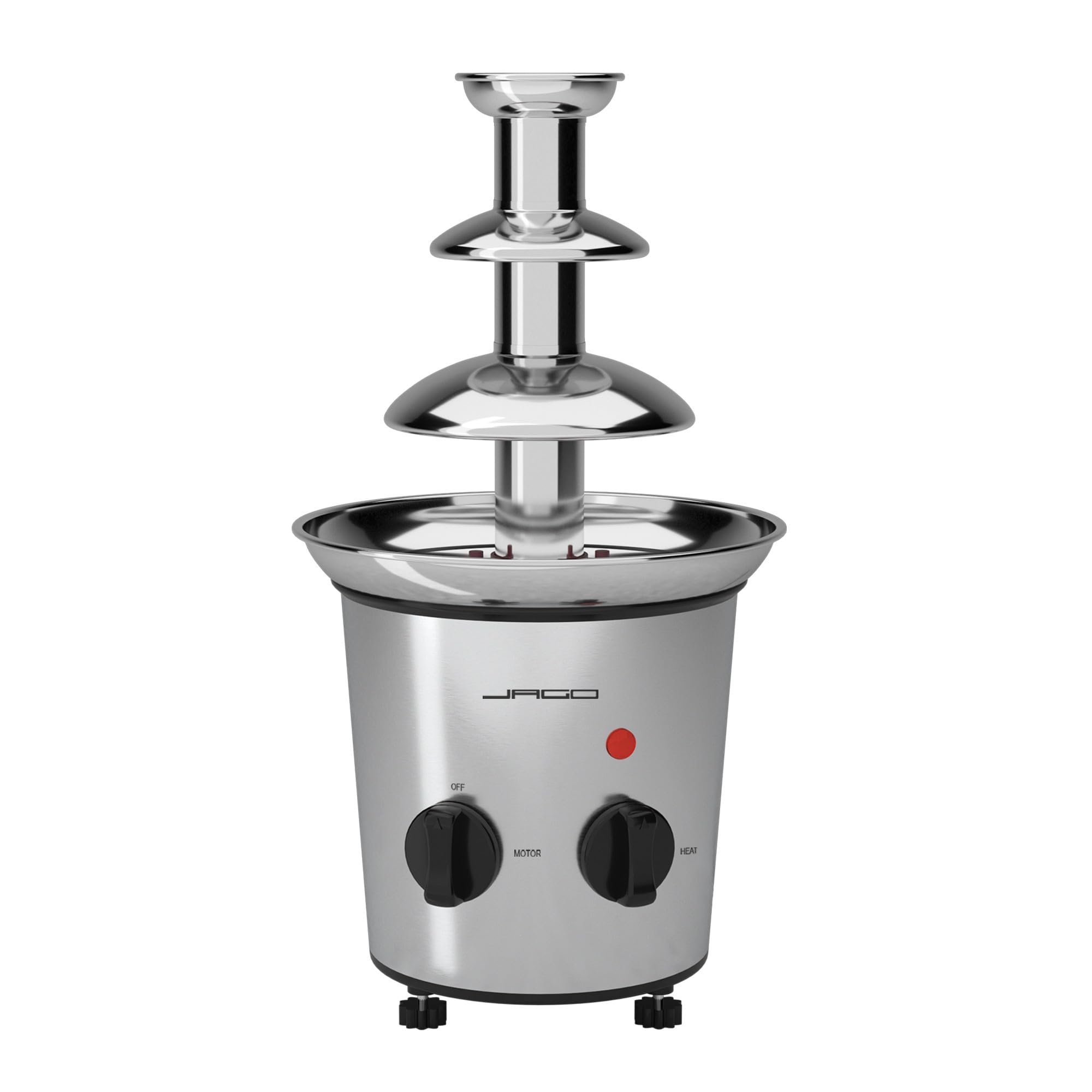 Jago® Schokoladenbrunnen 275W - 3 Etagen, Max. Kapazität 1 kg Schokolade, Edelstahl, Spülmaschinengeeignet, Silber - Schokobrunnen, Schokofondue, Schokoladenfondue, Schokoladenfontäne