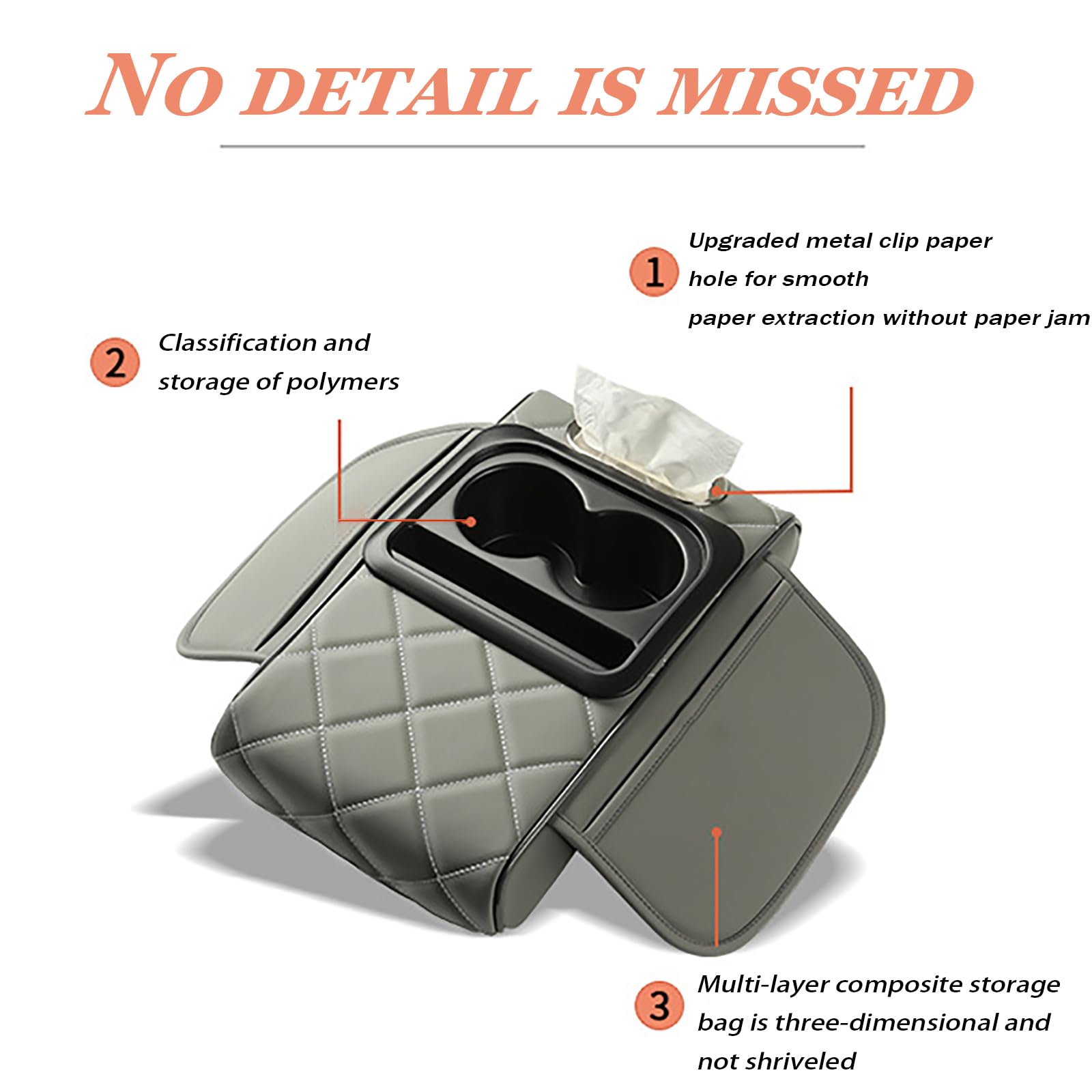 Copri Bracciolo Auto per Jeep Cherokee/Liberty KK 2008 2009 2010 2011 2012, Copertura Console Centrale Auto, Cuscino per Bracciolo Auto con 2 Tasche Portaoggetti,C Grey