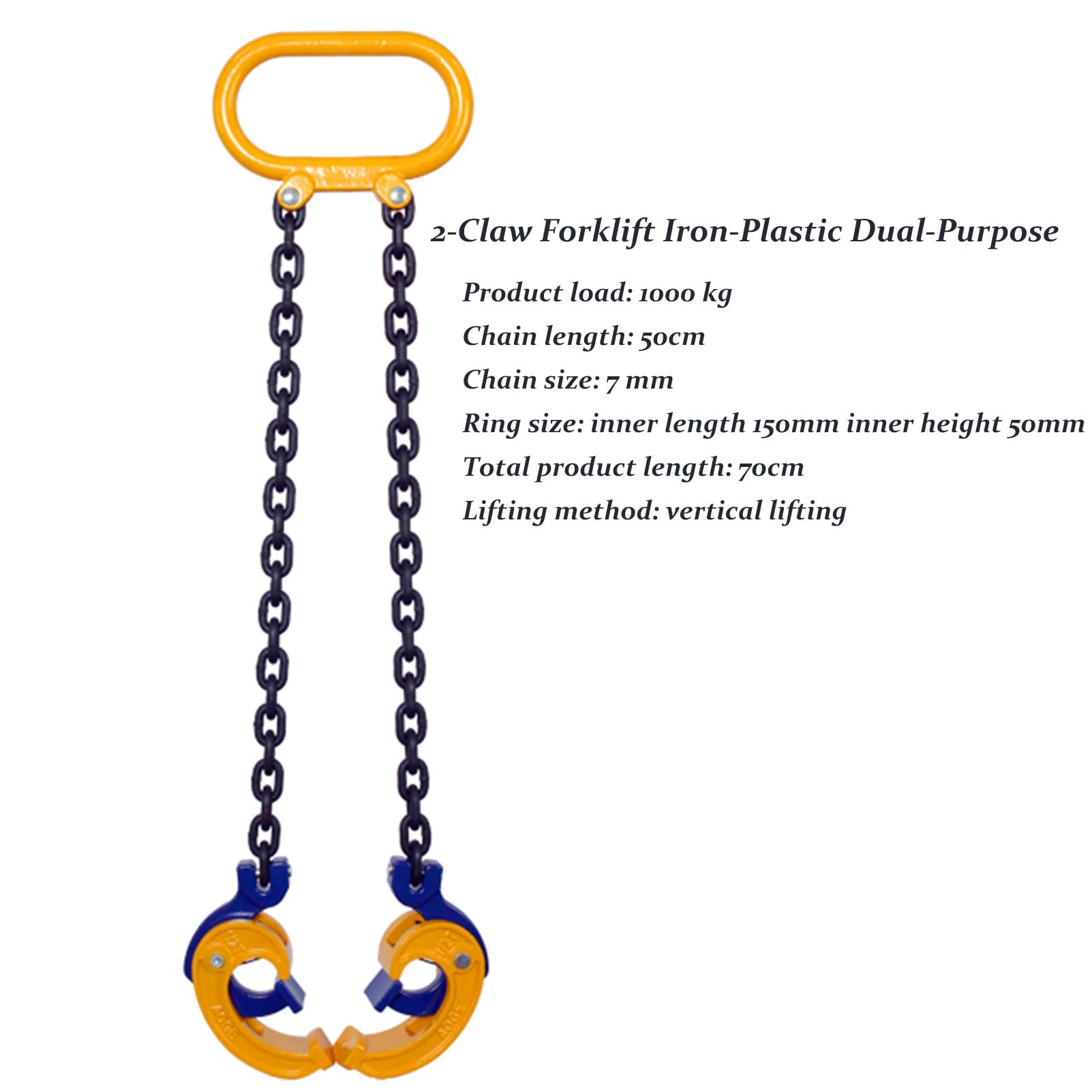 AZHANGYB Chain Sling, Double Leg Chain Sling with Hook, 1t/ 2204lbs Load Capacity, G80 Alloy Steel Engine Lifting Chain, Chain Drum Lifter for Machinery, Ports, Building