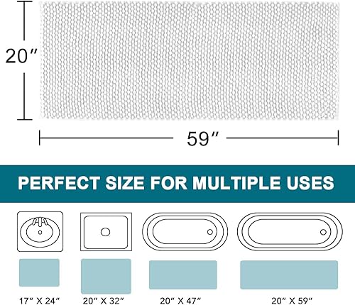 Miniatura 2 de Turquoize Alfombra de baño blanca extra grande, 59 x 20 pulgadas, lavable a máquina, perfecta para tapete de baño