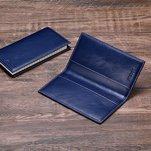 Image of HISCOW Minimalist Checkbook Cover - Full Grain Leather, Antiqued Blue, One Size, Minimalist