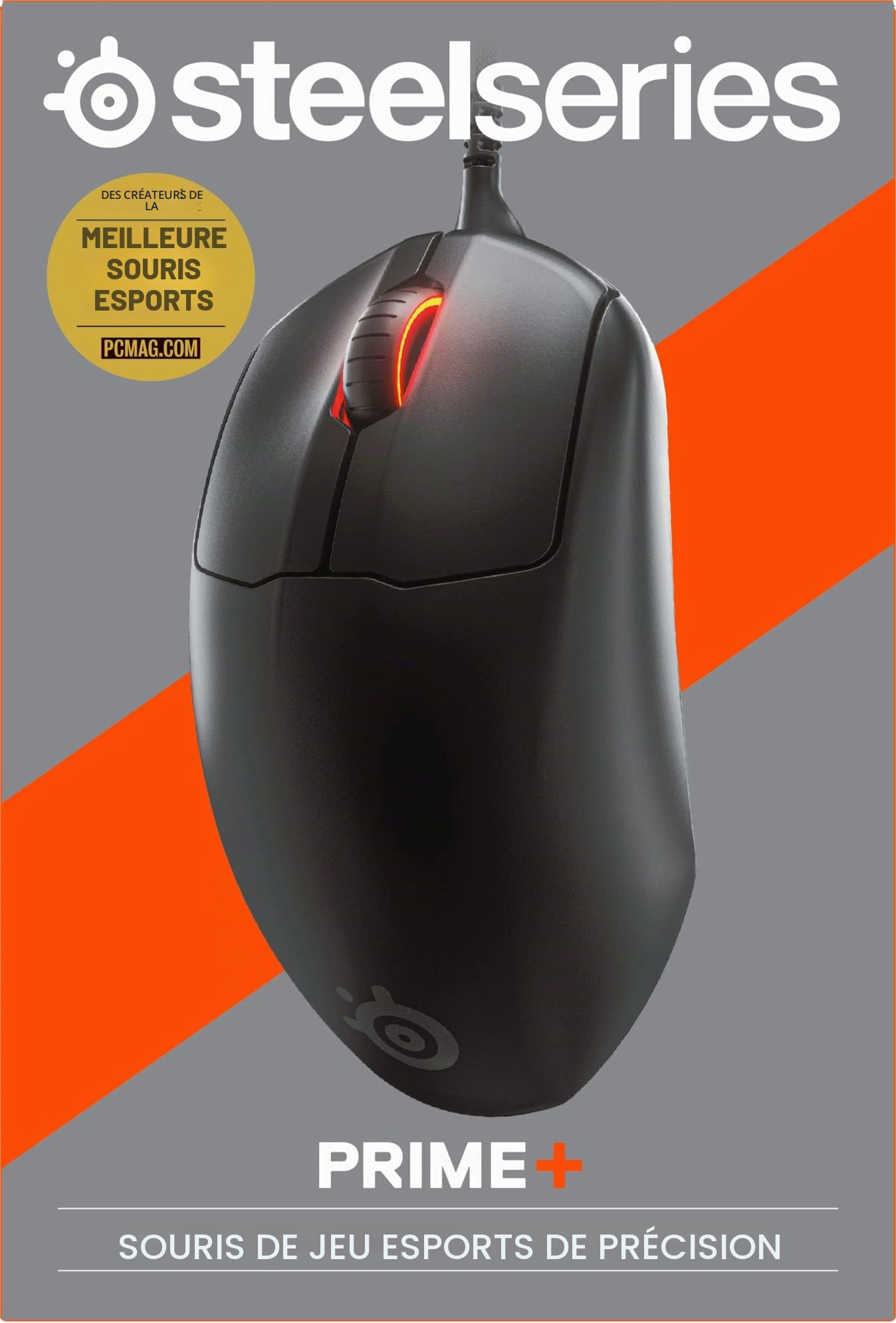 SteelSeries Prime+ - USB Souris de jeu Esports Performance - Capteur optique TrueMove Pro de 18 000 CPI - Interrupteurs optiques magnétiques, Noir