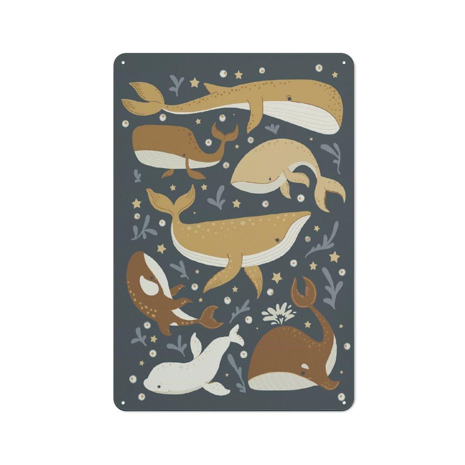 Junmoney Whales Tin Sign 30X20cm With For Café Or Home Bar, Rustic Decor, For Café-Style Decor Fans