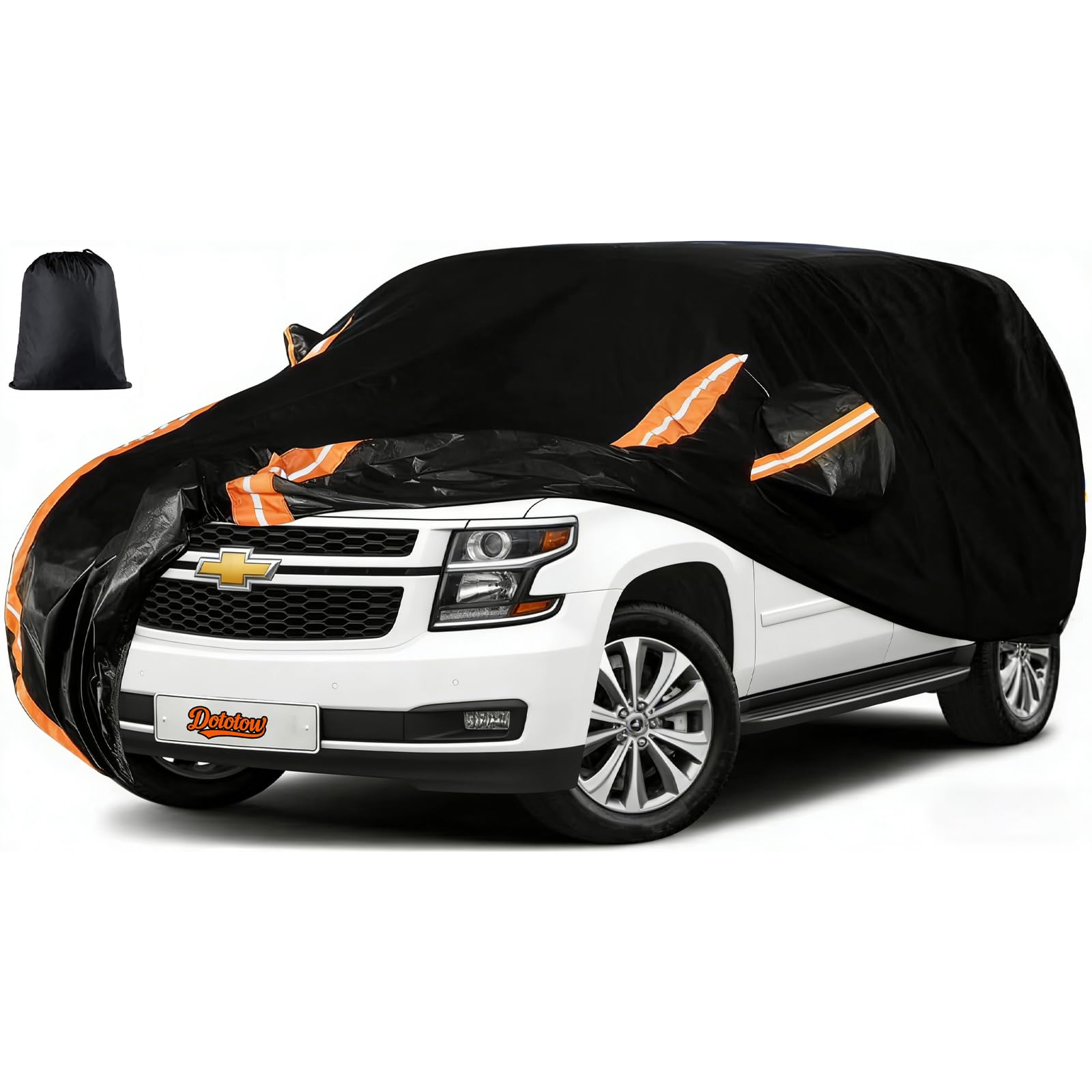 8 Layer Waterproof Car Cover for 2007-2025 Chevy Suburban/Cadillac Escalade ESV/GMC Yukon XL, Custom-Fit All Weather Outdoor Full SUV Cover with Zipper Door &amp; Storage Bag