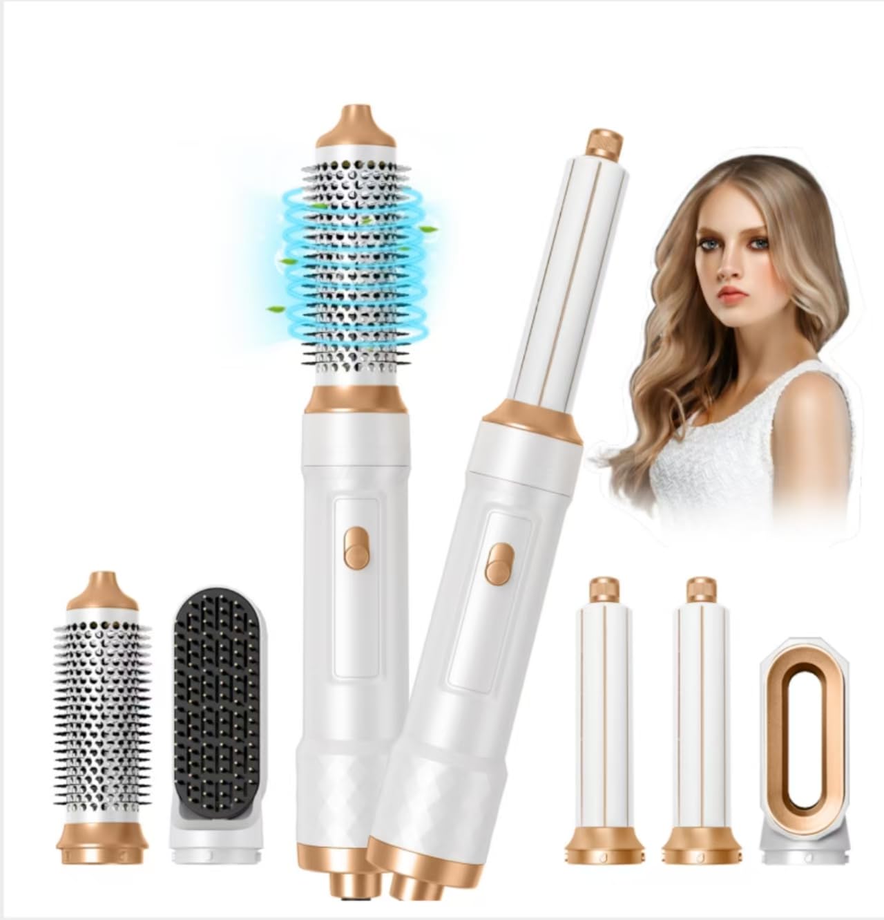 Neue Airstyler 5 in 1, Pro Hairstyler Air styler Set, Ionen Haarstyler Föhnbürste mit 1000W Haartrockner & Styler für Locken, Volumen und Glätte | Rundbürstenföhn, Geben Sie dem Haar Volumen