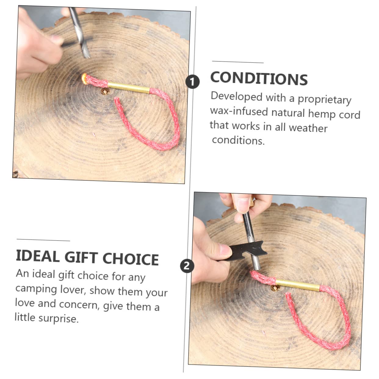 Toddmomy 3sets Camping Essential Waxed Fire Rope Aluminum Sleeve Safe for Outdoor Activities Perfect for Hiking Adventure 3pcs*3