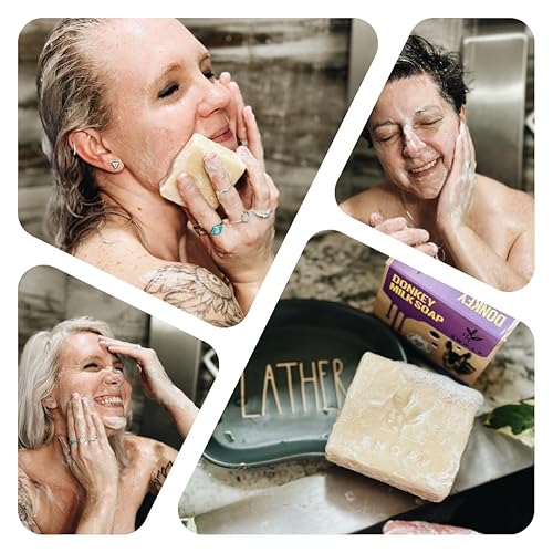 Miniatura 6 de SNOAP Jabón en barra Lavandin, leche de burro, manteca de karité orgánica y aceites orgánicos, barra limpiadora facial y corporal para todos