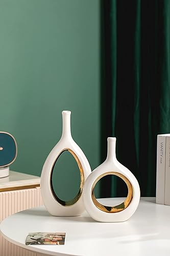 Miniatura 6 de Jarrones modernos para decoración jarrones decorativos para el hogar para flores jarrón de oro blanco para decoración de estantes decoración de mesa