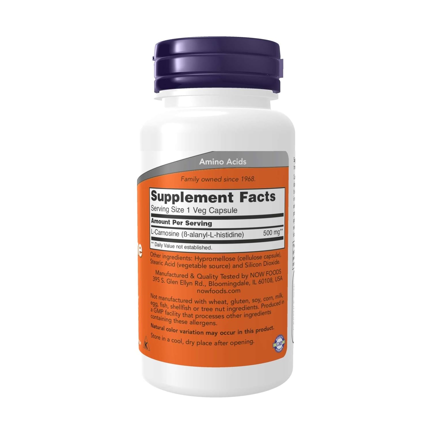 Amazon.com: NOW Foods L-Carnosine 500mg 100 VegiCaps (Pack of 2) : Health &  Household
