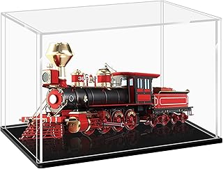 LANSCOERY Clear Acrylic Display Case, Assemble Horizontal Display Box Stand with Black Base, Dustproof Protection Showcase for Collectibles Memorabilia Figurines (10x5x4inch;25x13x10cm)