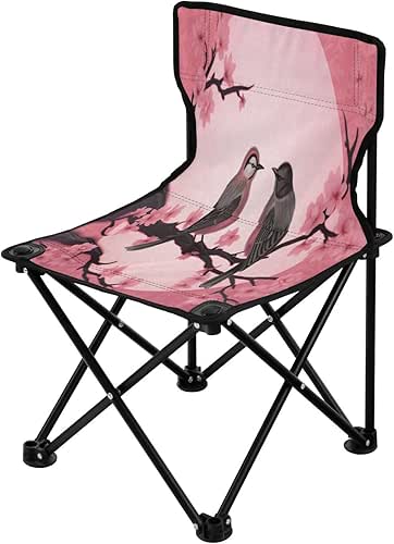 RunningBear Cherry Blossom Bird Camping Chair for Adults Folding Chair
