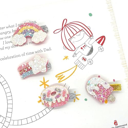 Miniatura 7 de Pinzas para el cabello con purpurina para niñas, 9 piezas de diamantes de imitación brillantes antideslizantes, pinzas de cocodrilo, pasadores para