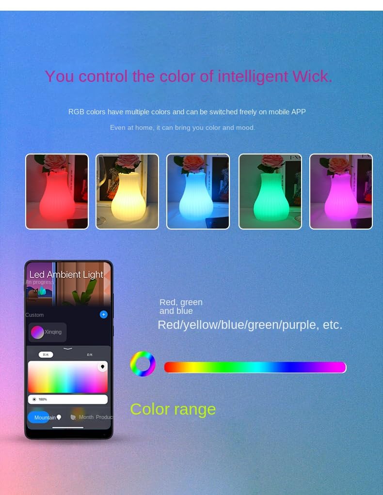 KLauer Tuya JK009090 - Lampada ambientale intelligente Bluetooth WiFi con controllo vocale Alexa | Lampada da comodino a LED RGB con ricarica USB | Mini luce da comodino con controllo del suono per la