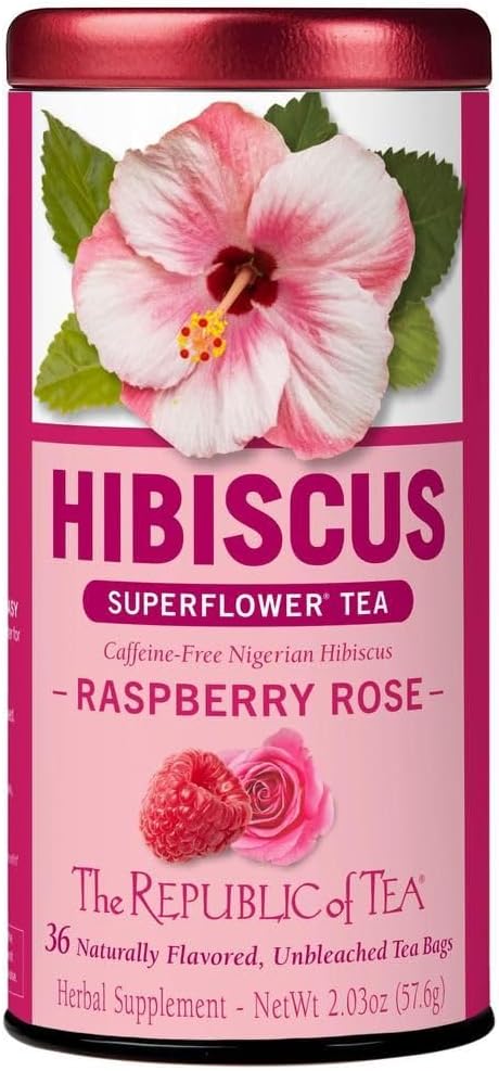 The Republic of Tea - Raspberry Rose Hibiscus Tea, 36 Count Tea Bag Tin