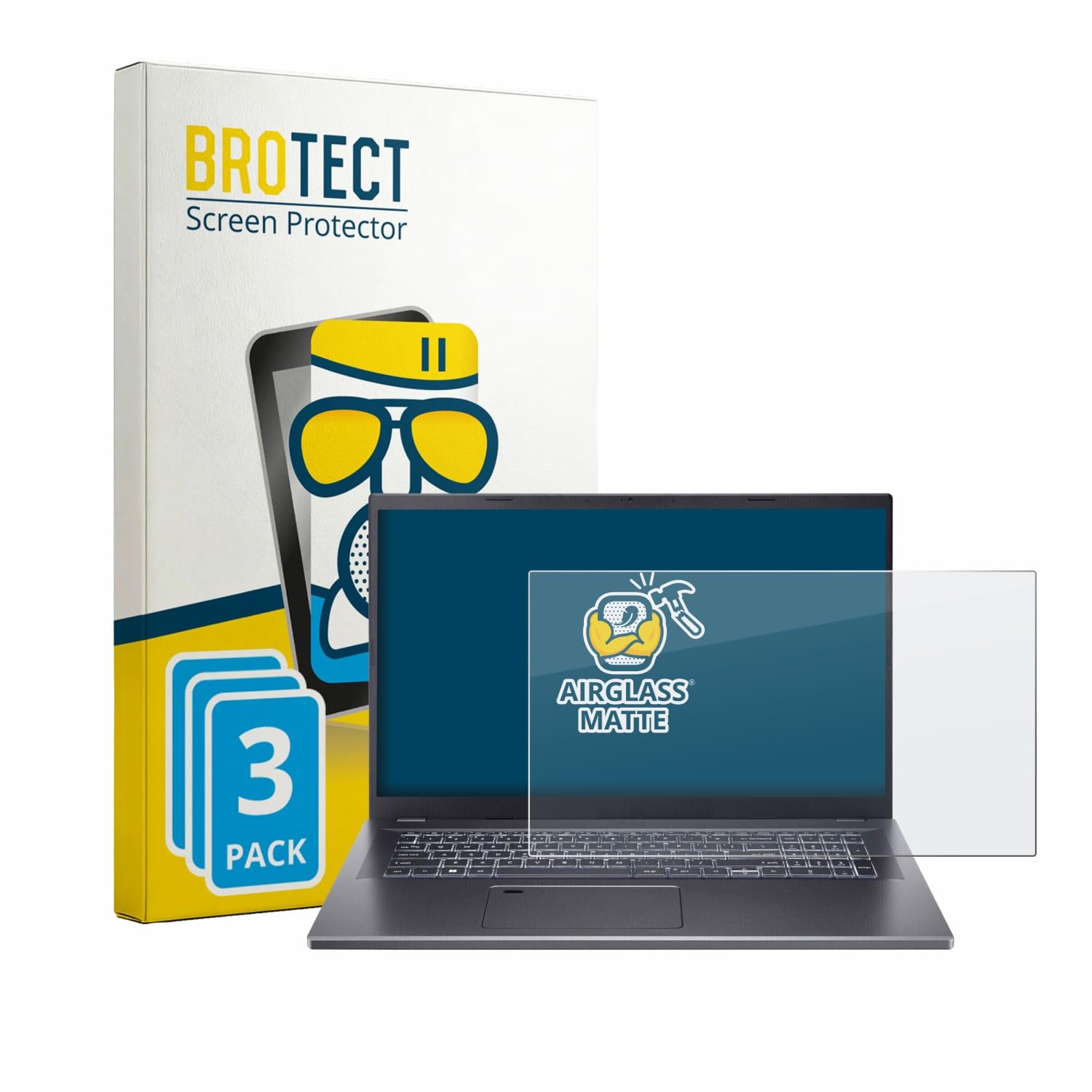 brotect 3 Pezzi Pellicola Vetro per Acer Aspire 17 A17-51 | Opaca Protezione Schermo Made in Germany, Anti-Riflesso Durezza 9H Anti-Graffio