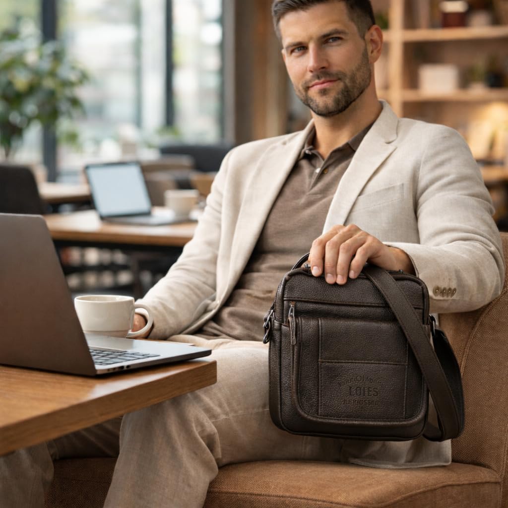 Lois - Bolso Hombre Piel Vegana Estilo Moderno, práctico y elegante Bandole