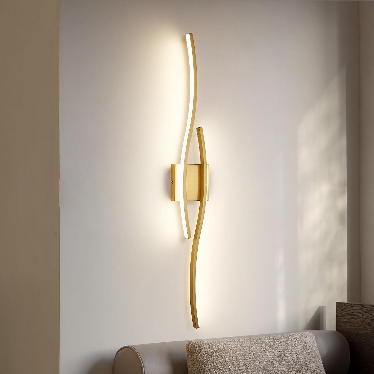 SYAXVOM Wall Sconce Led Gold Dressing Table Lighting 80Cm 18W Linear Mount Light Fixture for Bedroom Living Room Bathroom Hallway Mirror, Gold,