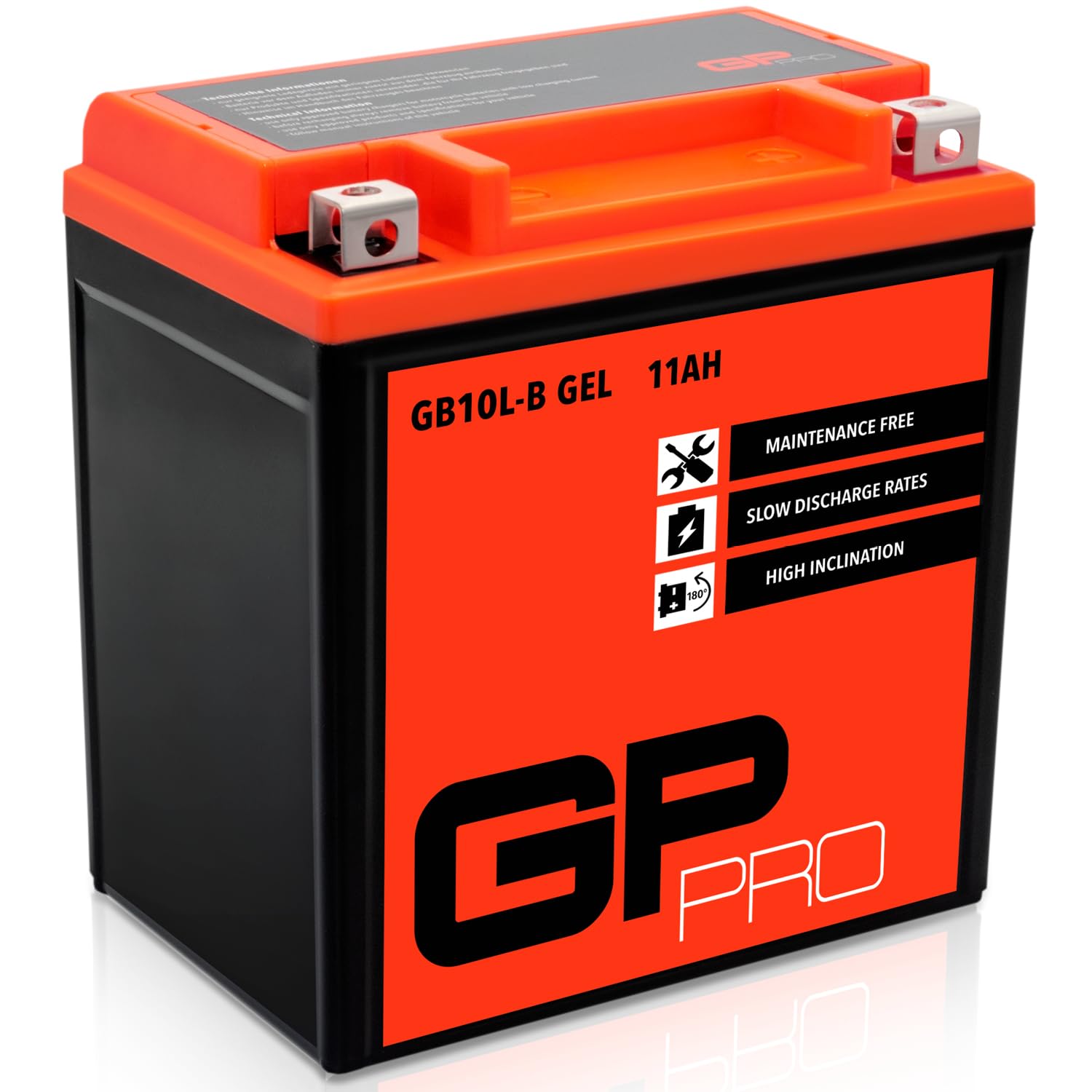 GP-PRO GB10L-B - Batería de arranque para scooter y motos, 12V, 11Ah, parecido a YB10L-B / YB10L-B2, sin necesidad de mantenimiento