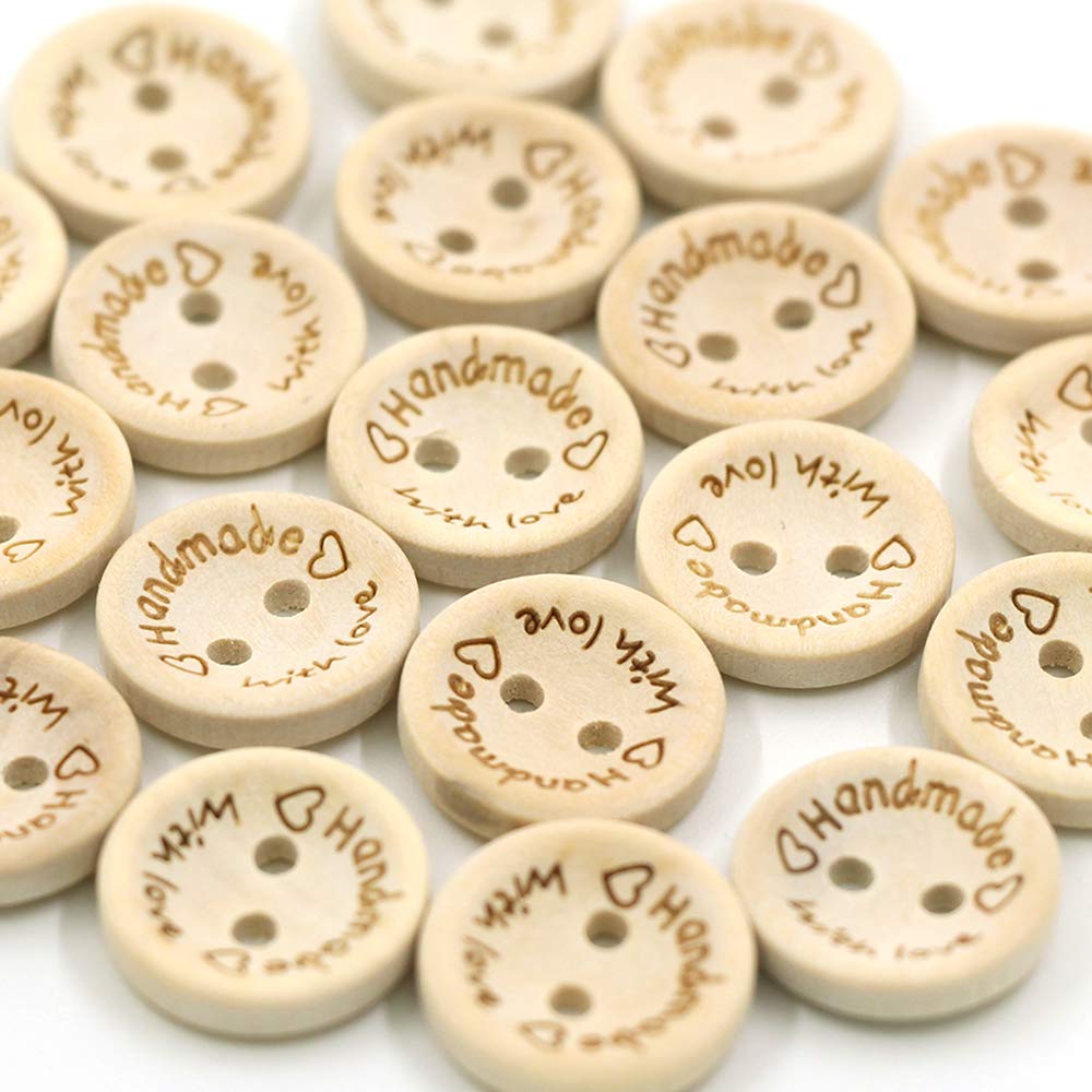 50 Pezzi Bottoni da Cucire in Legno Scrapbooking Cuore 2