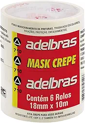 Fita Crepe, Adelbras 0669000002, Multicor, Pacote de 6