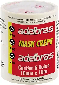 Fita Crepe, Adelbras 0669000002, Multicor, Pacote de 6