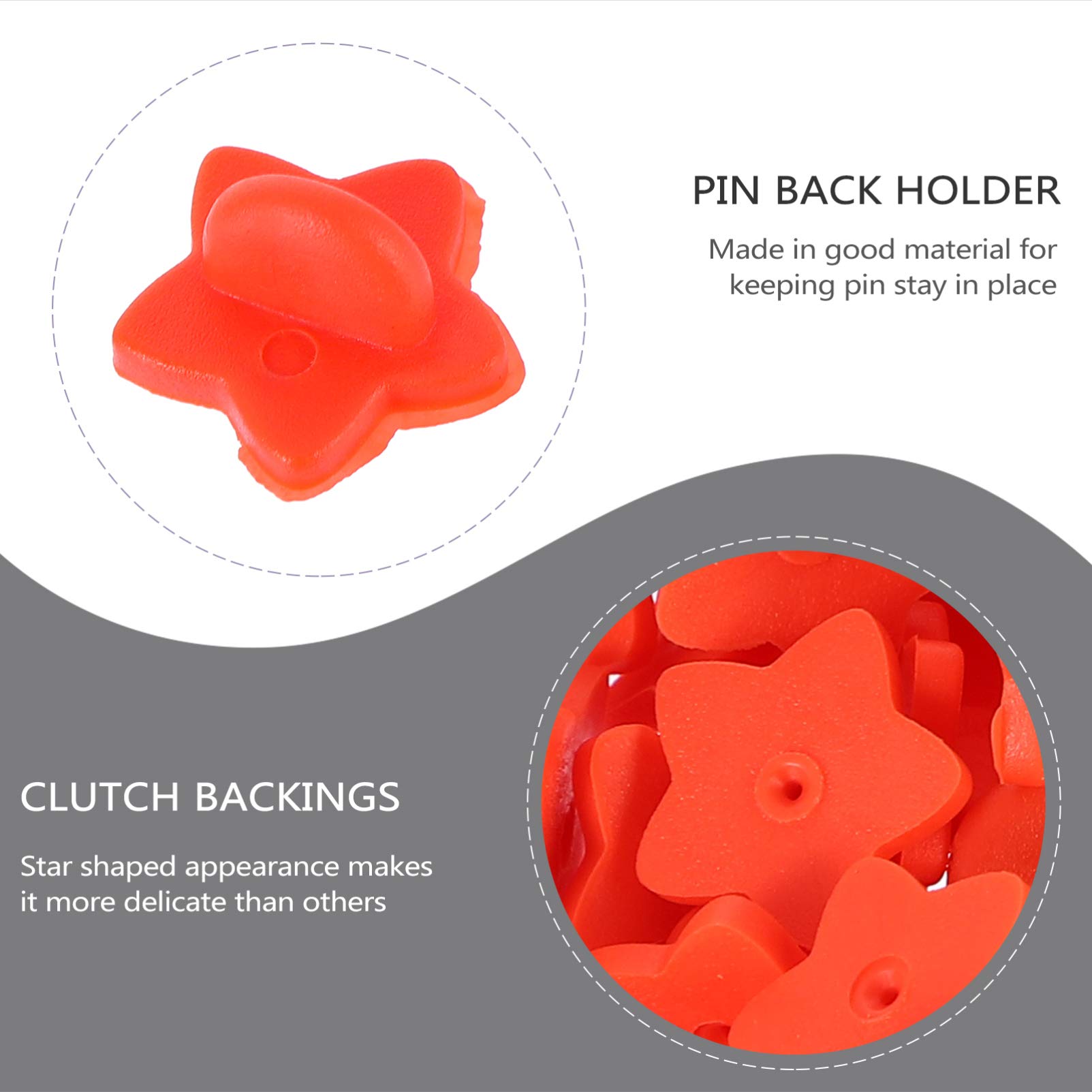 Star Jewelry 100pcs Lapel Pin Backings Clutch Pin Backings Star Shape Rubber Pin Backs Pin Keepers for Replacement Red Blank