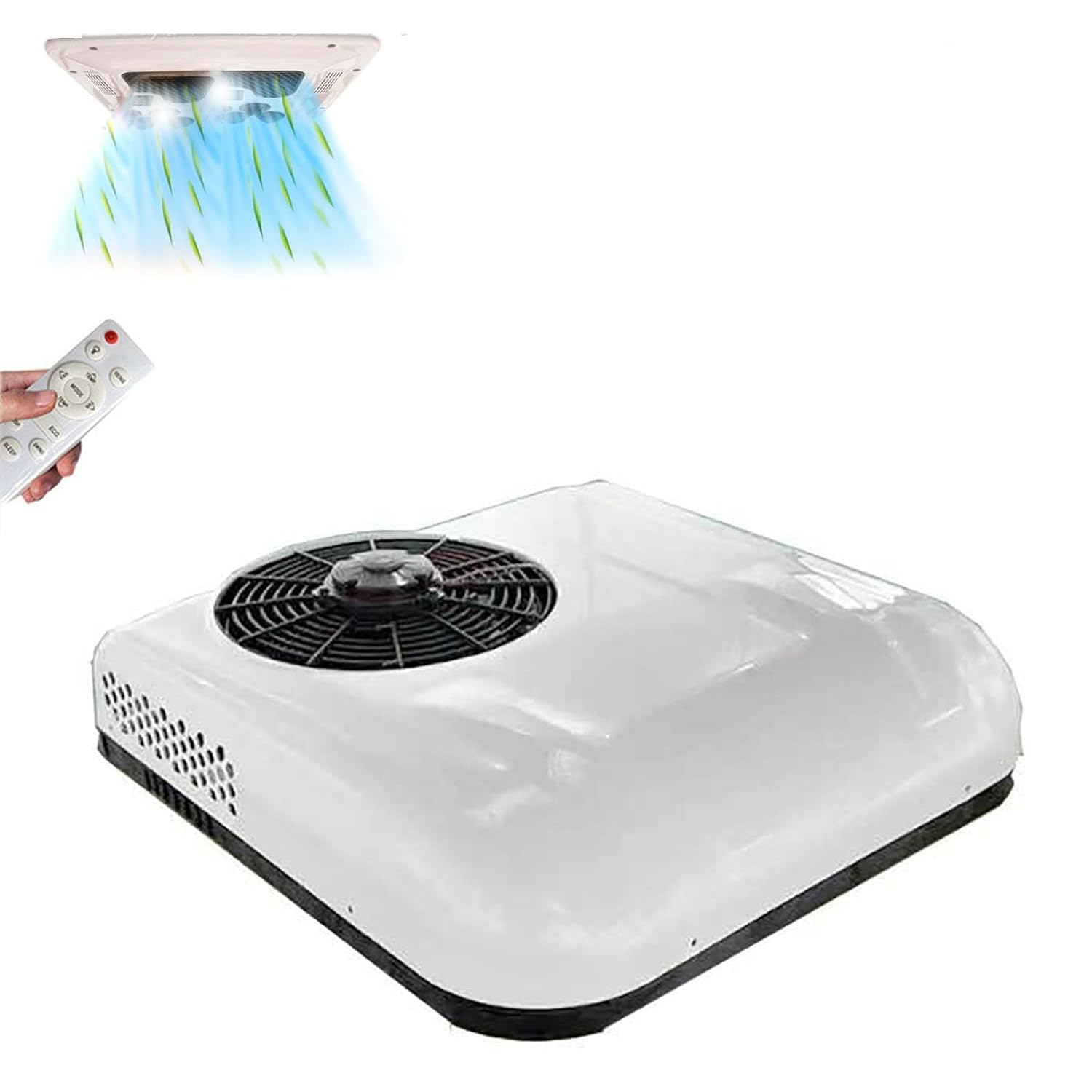 Olskfuh White 12V/24V Air Conditioner For Rvs And Campers, Cooling Only, Remote Control, Ideal For Buses And Trucks,-12V