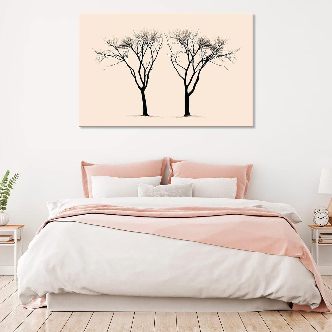 CAOXTART Minimalist Tree Silhouettes Painting – Giclée Canvas Print in Black & Beige Posters and Prints Home Wall Decor(40x60cm/Frameless)