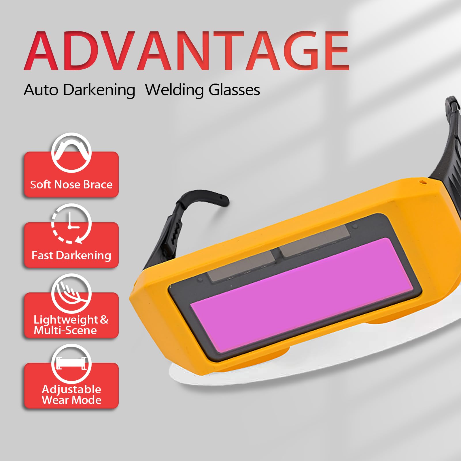 Gafas de soldadura con tecnología de oscurecimiento automático, sensores duales, diseño ligero, múltiples opciones de uso
