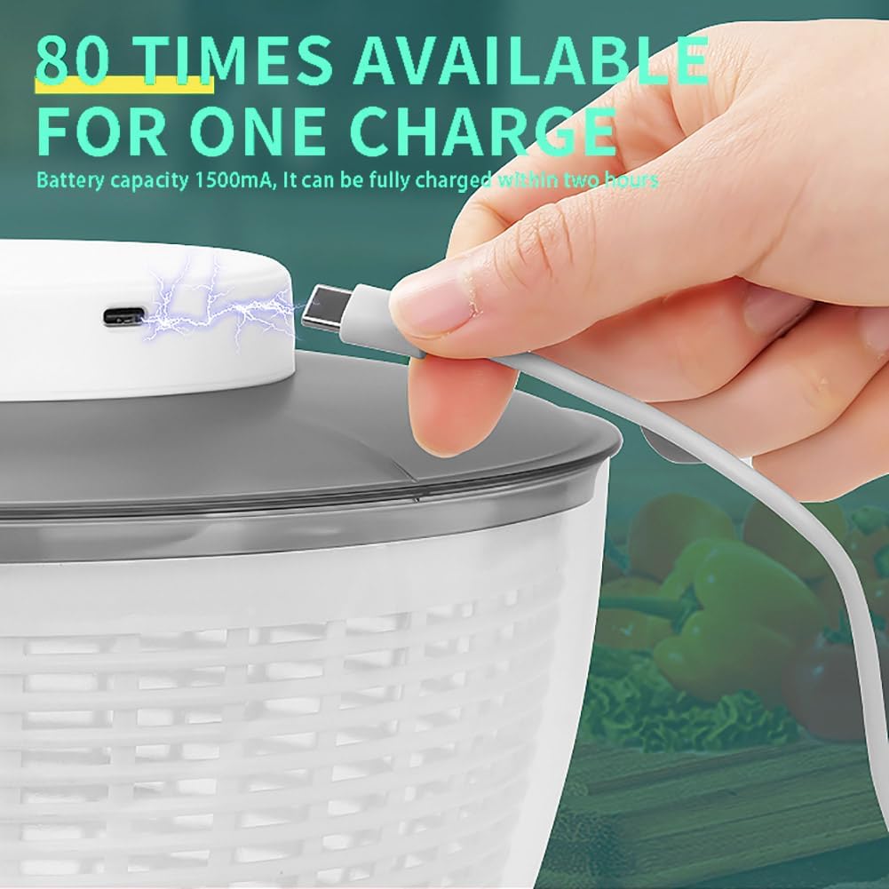 Secador De Lechuga Giratorio Para Ensalada, Centrifugador De Ensalada Eléctrico De 4,75 L/6 L, Deshidratador De Frutas Y Verduras, Recargable Por USB, Para Ensaladas Verdes, Lechuga, Frutas Y Verduras