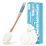 Lotion Applicator for Back Self Elderly with 4 Replaceable Pads & Long Curved Handle, Sunscreen Applicator for Kids, Seniors, Women to Apply Skin Creams, Ointment, Moisturizers and Self-Tanning Lotion