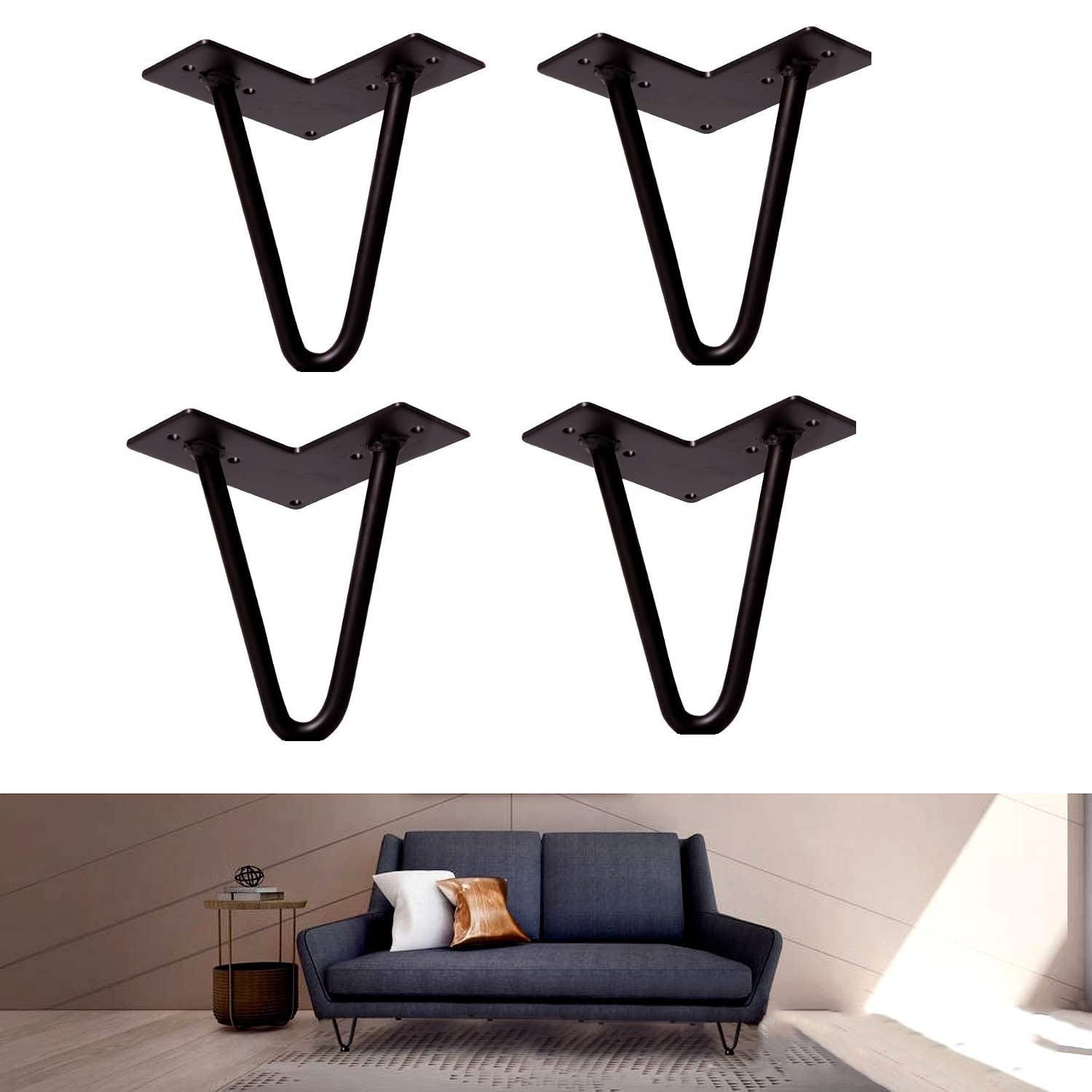 Buy THE MIDZIYO 4 inch Powder Coated Legs Heavy Duty Hairpin